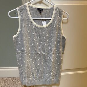 Talbots Gray and White Polka Dot Tank Top